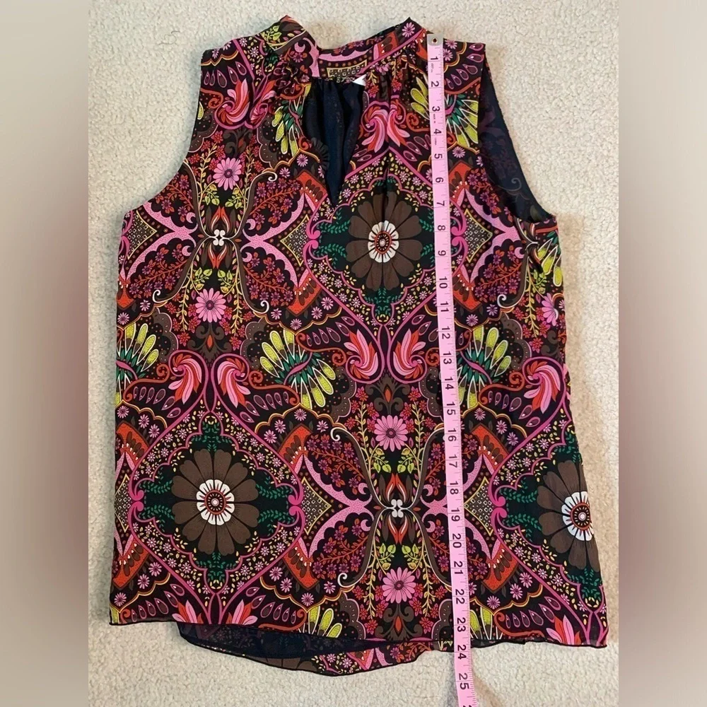 Trina Turk Floral Tank‎ Top Women XS Silk Blend